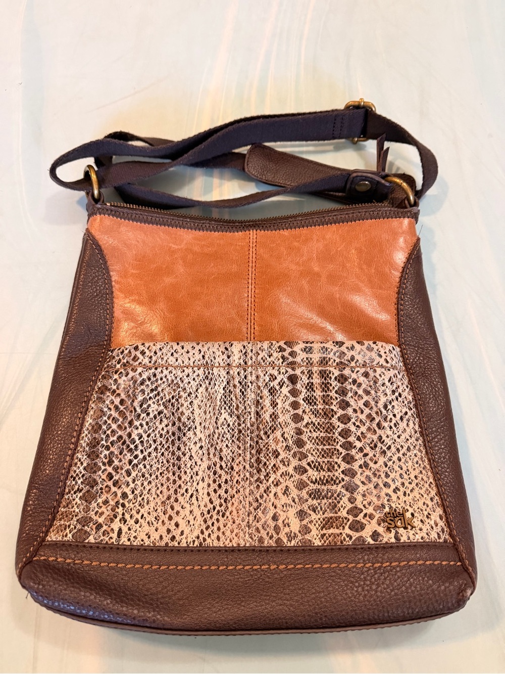 The Sak Brown & Tan Snake-Print Crossbody Bag